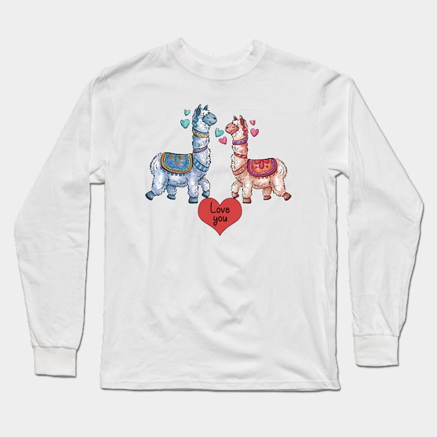 Valentines ALPACA Love you - Happy Valentine's day Long Sleeve T-Shirt by KrasiStaleva